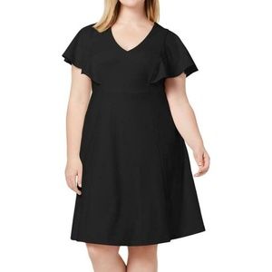 Calvin Klein Womens Plus Flutter Sleeves Knee-Leng